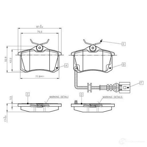 Тормозные колодки, комплект BOSCH E9 90R - 01119/457 6014320 0986tb2141 WVA 20168