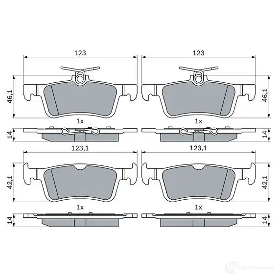 Тормозные колодки, комплект BOSCH 0986424866 4V46L 6 1437243573