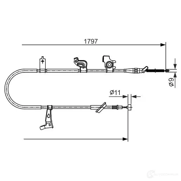 Трос ручника, стояночного тормоза BOSCH BC2 434 1987482434 M8IIMT 355472
