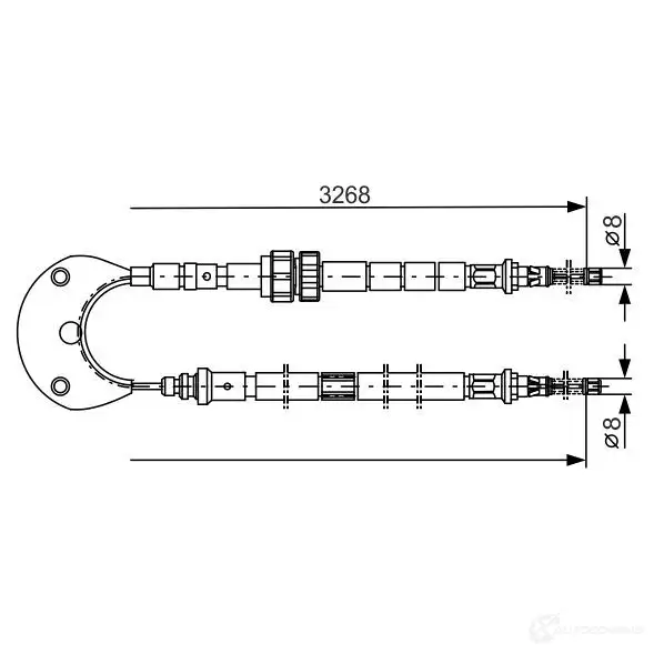 Трос ручника, стояночного тормоза BOSCH 1987477095 BC08 3 CR9QYWV 353364