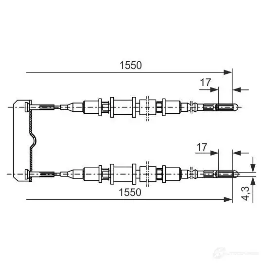 Трос ручника, стояночного тормоза BOSCH 7CATP 1987477250 353485 B C188 изображение 0