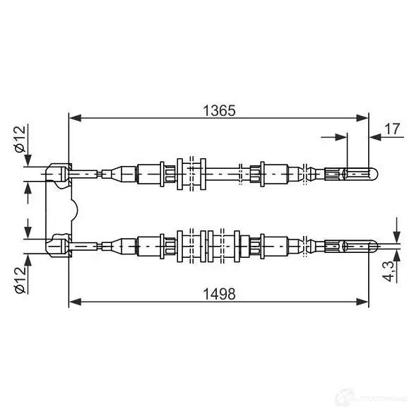 Трос ручника, стояночного тормоза BOSCH GFKEF8Y 353387 1987477130 BC1 11