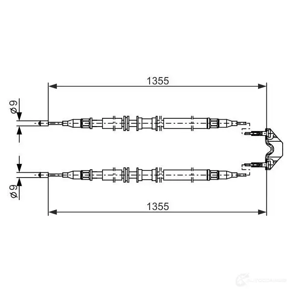 Трос ручника, стояночного тормоза BOSCH 353957 23D2FIL 1987477868 B C744