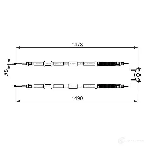 Трос ручника, стояночного тормоза BOSCH 355344 08Z7WY6 BC11 66 1987482282