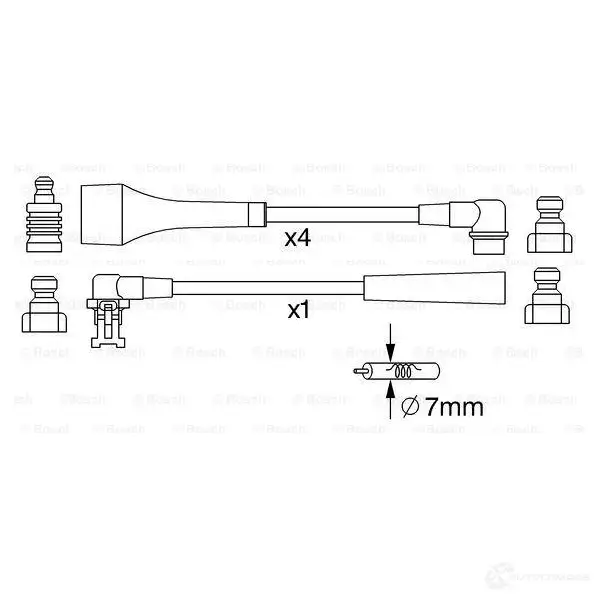 Высоковольтные провода зажигания, комплект BOSCH B W254 GQ2P6 335904 0986357254 изображение 4