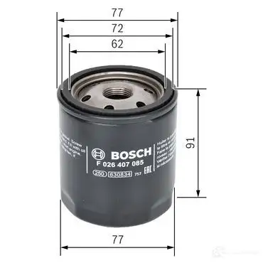 Масляный фильтр BOSCH LQOVC P 7085 370592 f026407085 изображение 8