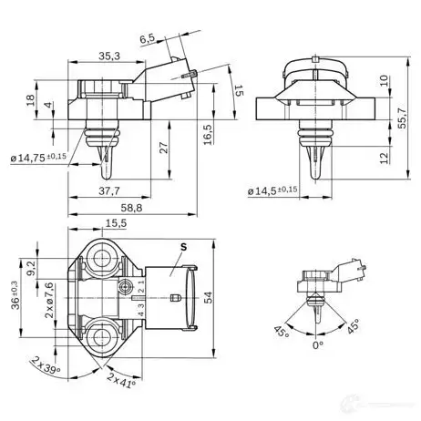 Датчик BOSCH FGIQ4O 0261230275 1423137479 DS-K-TF 50 - 600 KPA изображение 7