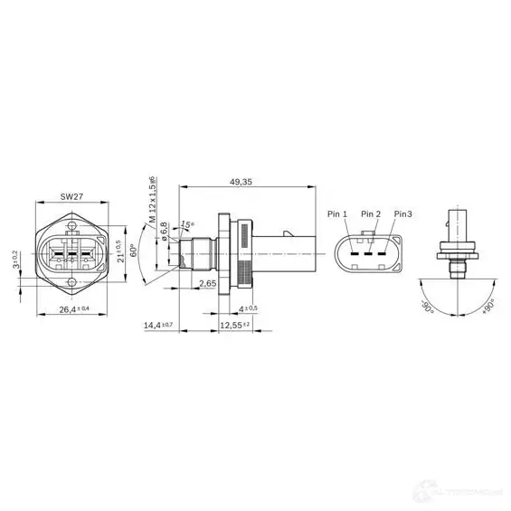 Датчик давления топлива BOSCH H0P6B 0281002910 DS-RP S4-18 1322354237 - Изображение 1