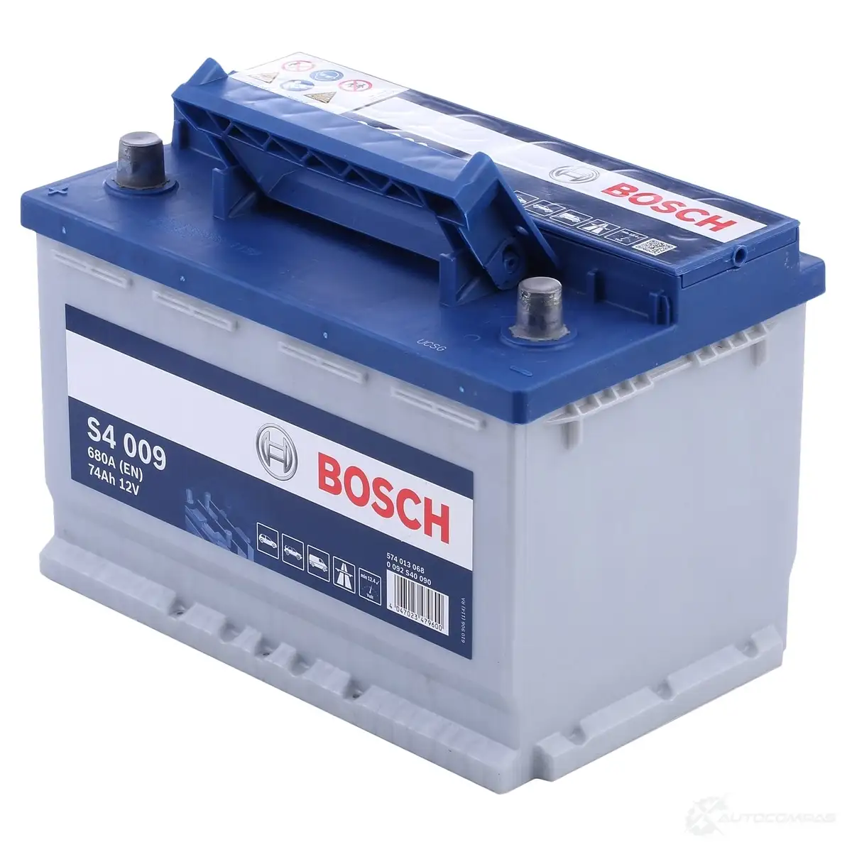 Аккумулятор 74 ач прямая 680 а 12 в Кальциевый [CA/CA] silver 278x175x190 BOSCH 304123 0092S40090 574 013 068 12V 74AH 680A - Изображение 1