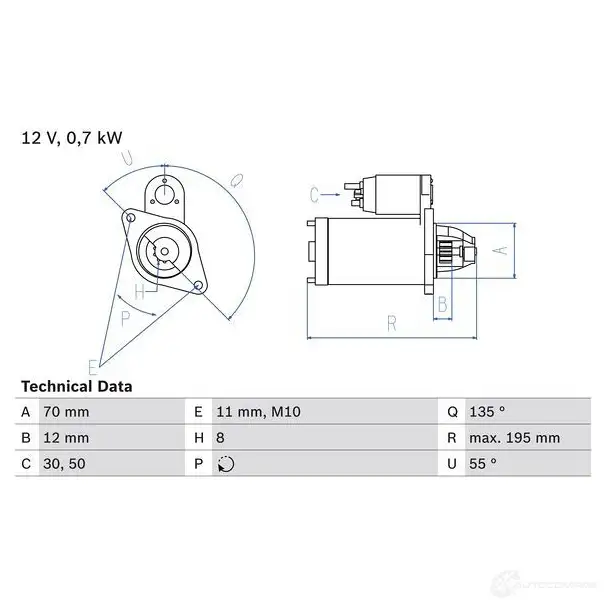 Стартер BOSCH 1 863 QDKTRSD 331428 0986018630 изображение 0