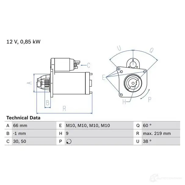 Стартер BOSCH 330864 UIR02X 103 1 0986010310