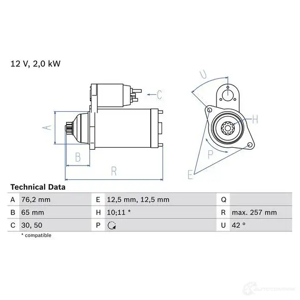 Стартер BOSCH 1 839 331403 0986018390 K753Q2