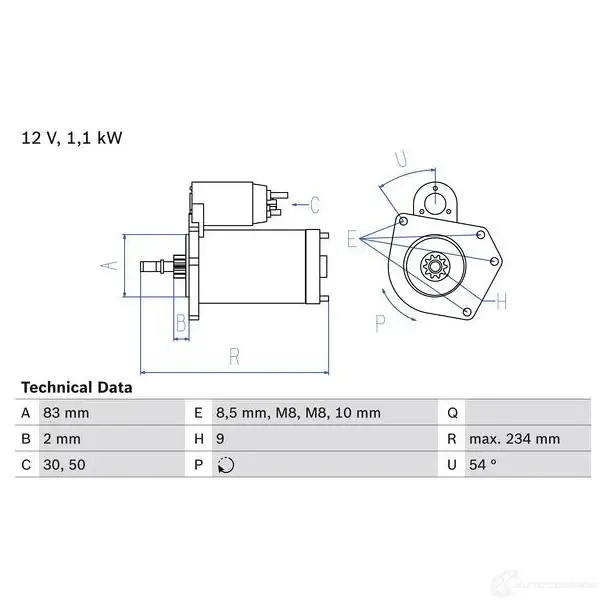 Стартер BOSCH LRLK9U 0986016800 1 680 331273 изображение 0