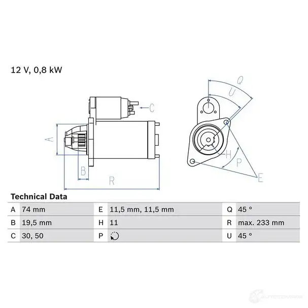 Стартер BOSCH 331008 4SZG6 0986012831 1 283 изображение 0