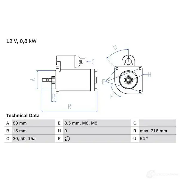 Стартер BOSCH 331063 13 59 94Y8LQ 0986013590 изображение 0