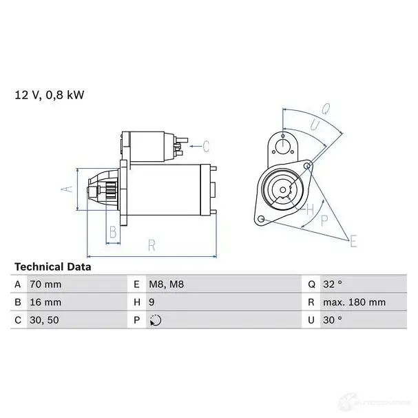 Стартер BOSCH IYCKFO7 331652 0986022151 2 215