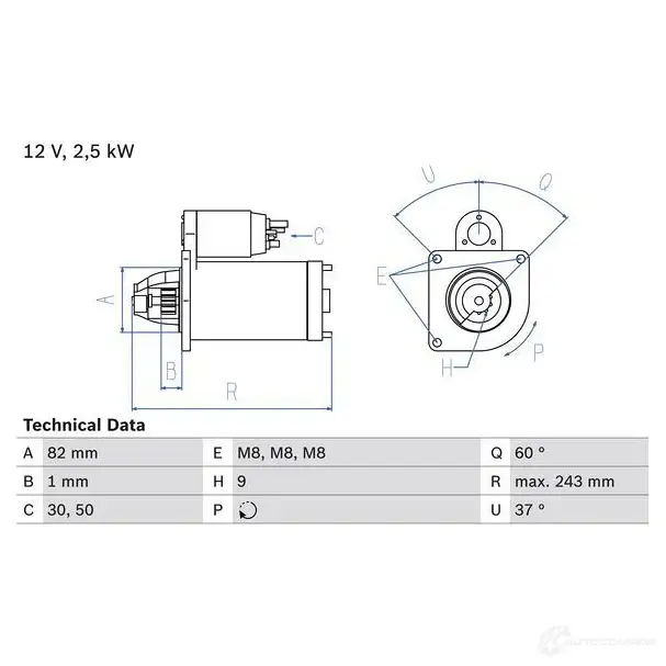 Стартер BOSCH 0986021640 HYT8F5H 331631 2 164