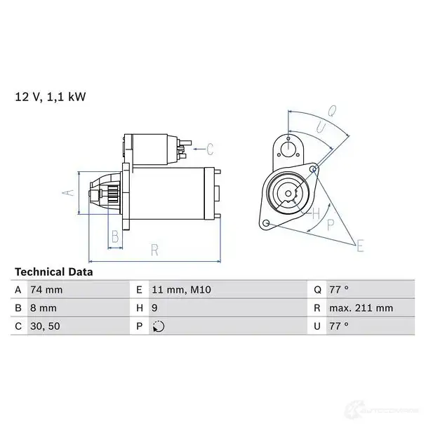 Стартер BOSCH QNLP4 331252 0986016500 16 50