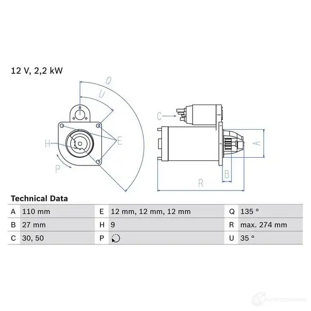 Стартер BOSCH 13 65 0986013650 WTFIL 331068