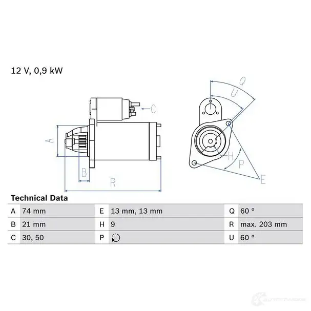 Стартер BOSCH 0986018840 331447 DU3Q8C 1 884 изображение 0