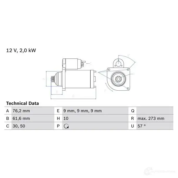 Стартер BOSCH 218 7 0986021870 GG96NT0 331640