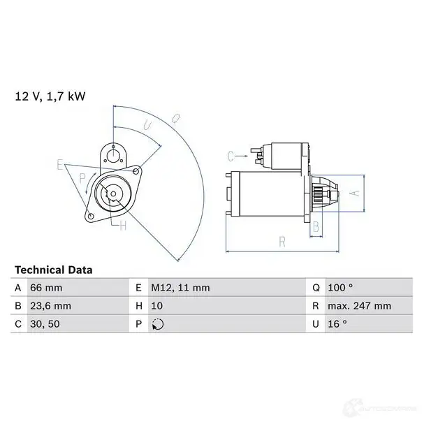 Стартер BOSCH OTZ0AYY 0986024030 24 03 331795 изображение 0