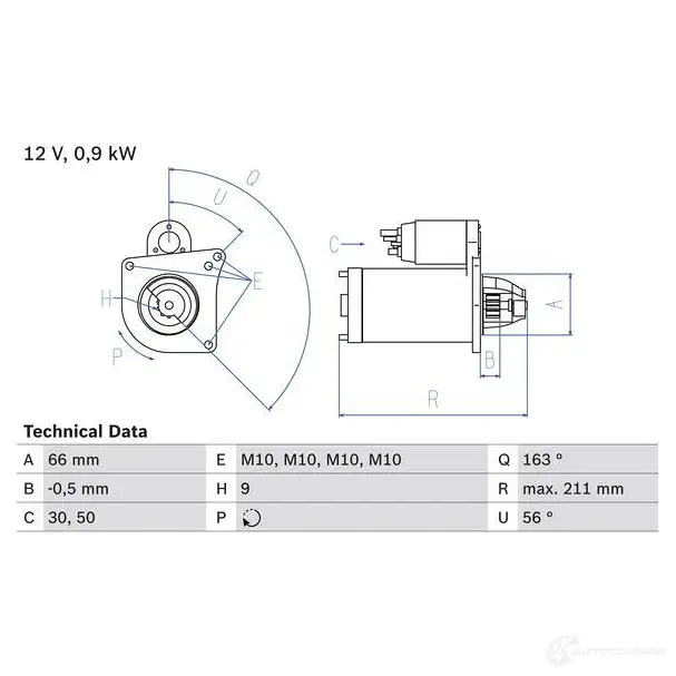Стартер BOSCH 0986018360 331400 S2PE61 1 836