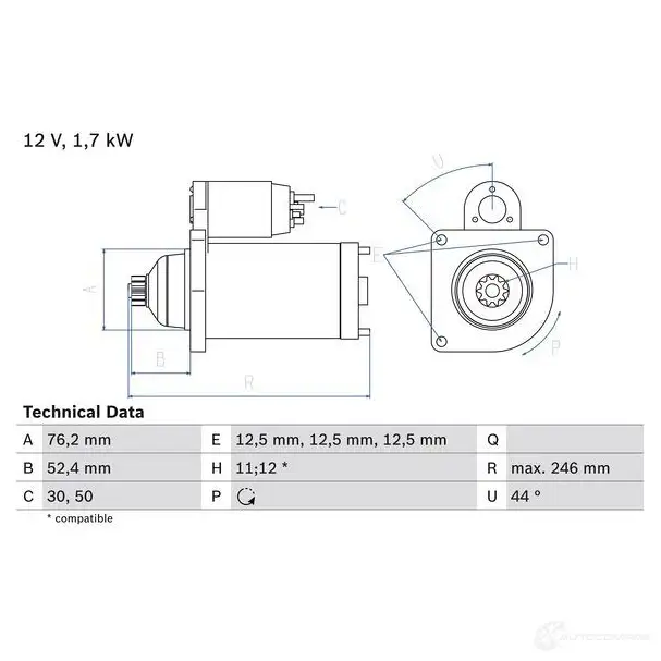 Стартер BOSCH 331803 2 410 0986024100 GYTQI изображение 0