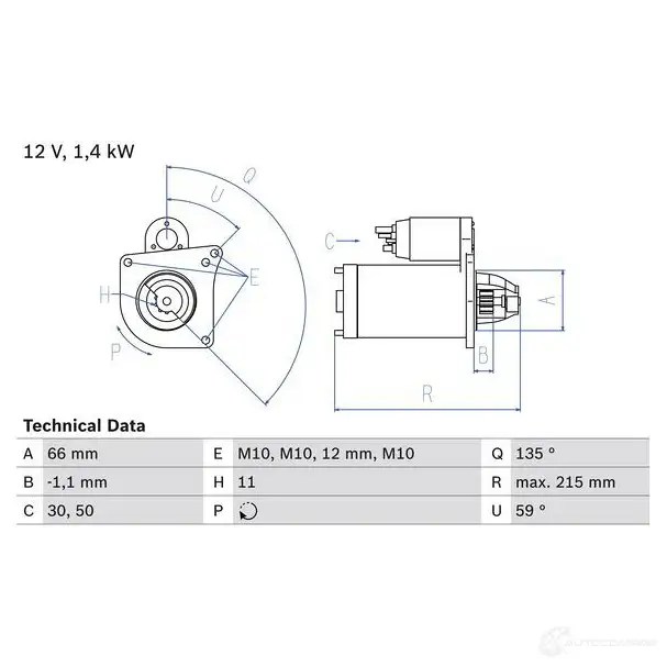 Стартер BOSCH 0986024130 331807 2 413 UBBBWC