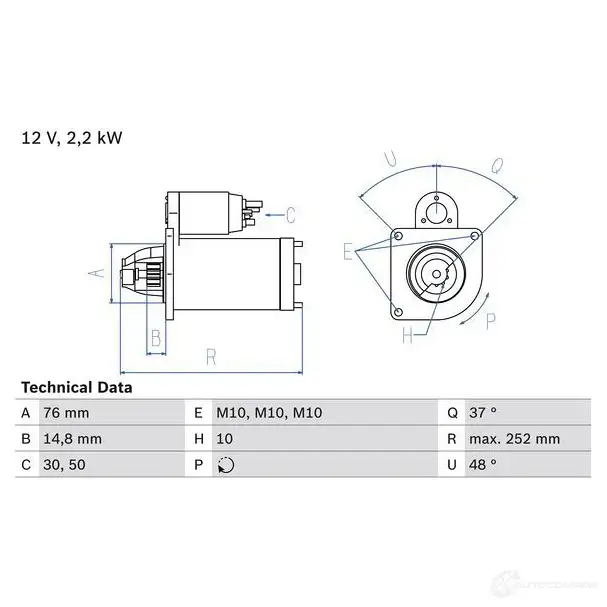 Стартер BOSCH 22 63 0986022631 331680 9NCIJS
