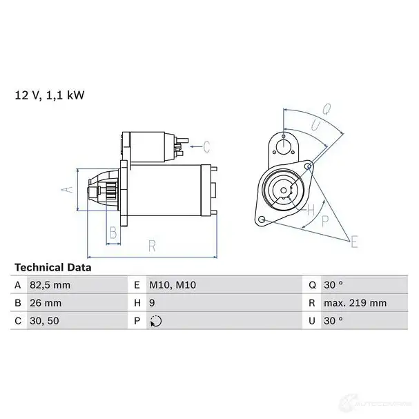Стартер BOSCH 331243 163 8 8P4G88 0986016380