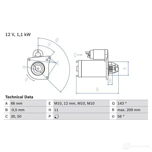 Стартер BOSCH UH3Z3OA 0986025390 331880 25 39