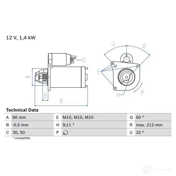 Стартер BOSCH A7J6B 165 7 0986016570 331258
