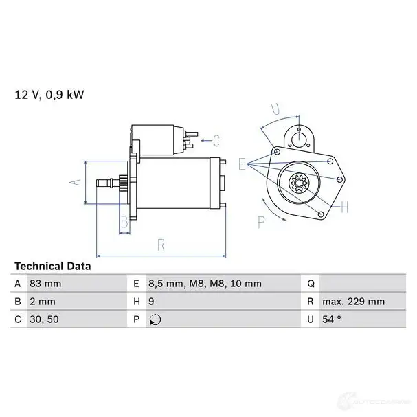 Стартер BOSCH 167 9 0986016790 AHWKI9 331272