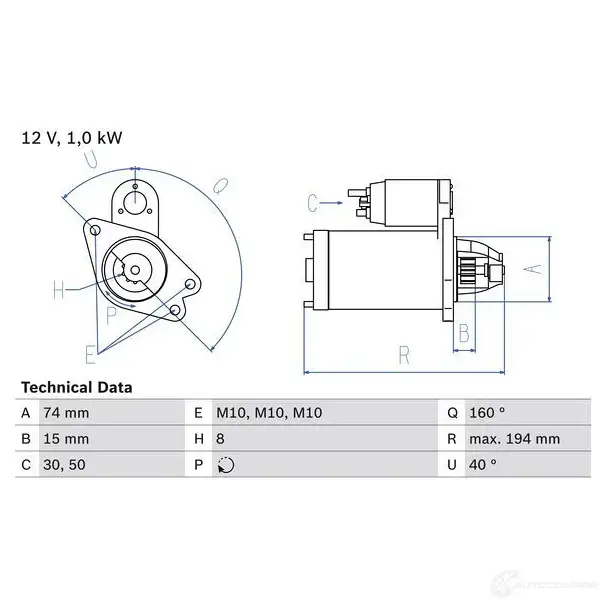 Стартер BOSCH 0986023920 3N2I4 331784 239 2 изображение 0