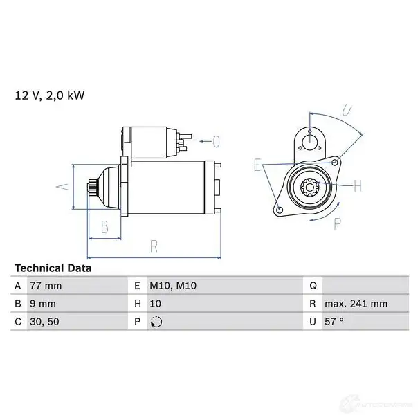 Стартер BOSCH 331438 AGNPRR 0986018731 187 3
