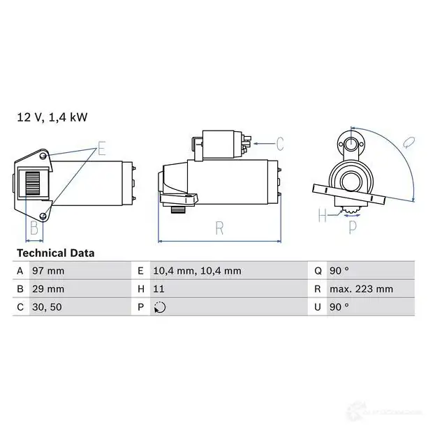 Стартер BOSCH 228 5 331700 0986022850 U2BZB