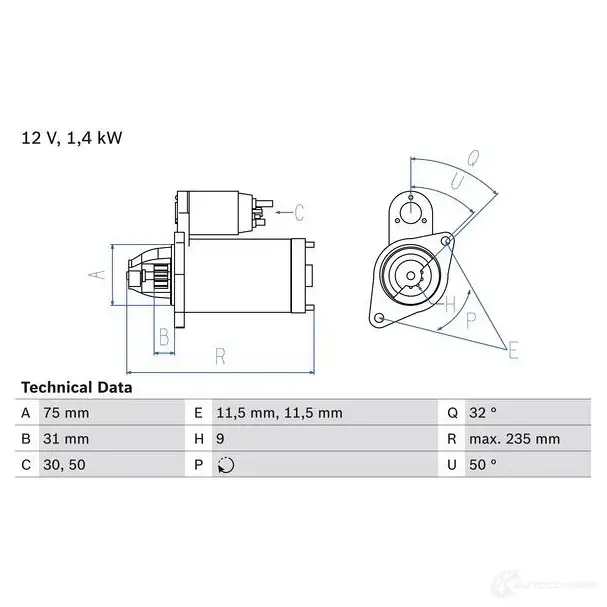 Стартер BOSCH 331496 NYYP00 198 4 0986019840 изображение 0