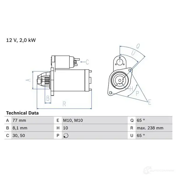 Стартер BOSCH 0986023340 2DD56 331733 233 4