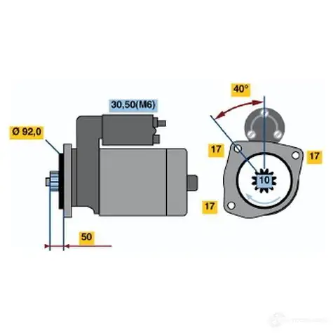 Стартер BOSCH 0001241016 HEF95-L 24V (R) 5QCVVI 303698 изображение 0