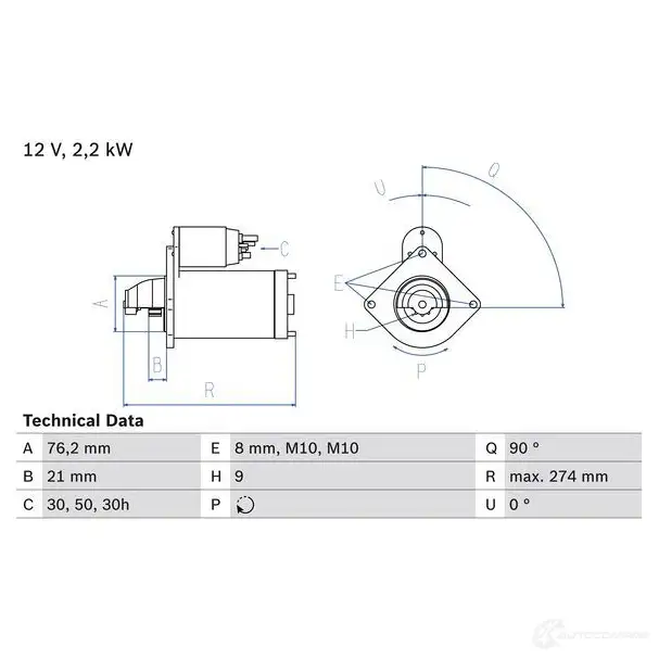 Стартер BOSCH 0986012620 66NGUM4 1 262 330995