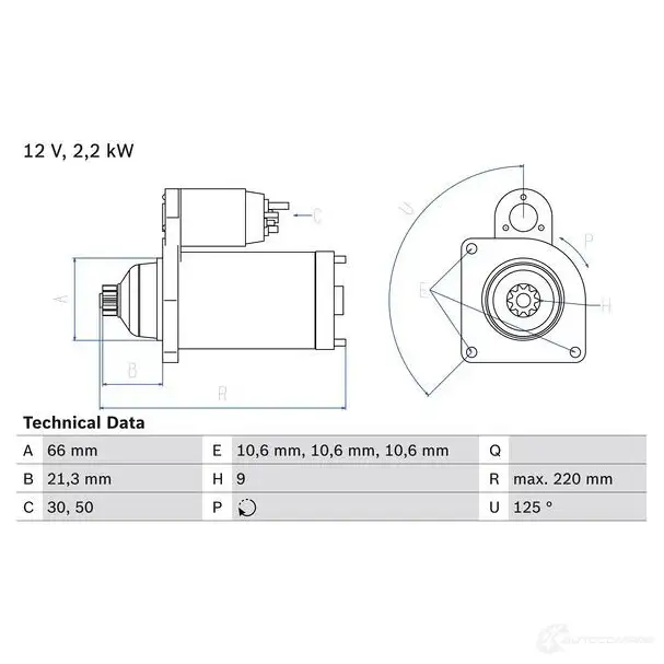 Стартер BOSCH K5TTX 22 76 331691 0986022760