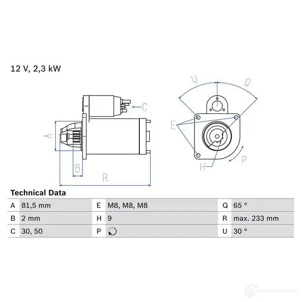 Стартер BOSCH 331890 PK60VC 0986025580 2 558