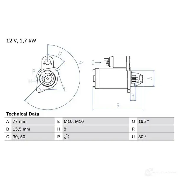 Стартер BOSCH 331754 4HXSBU 2 360 0986023600 изображение 0