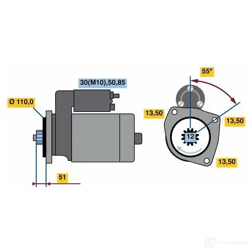 Стартер BOSCH HXF95-L 24V (R) 5998212 0001261008 C7YFR8S