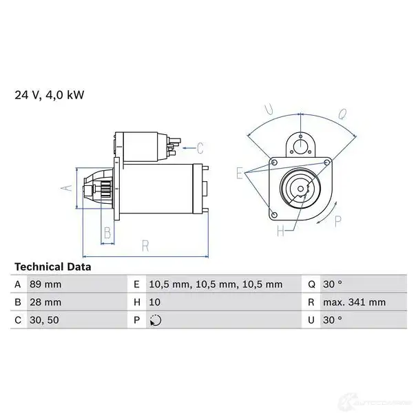 Стартер BOSCH P5XBYH9 112 9 330935 0986011290 изображение 0