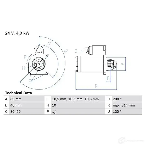 Стартер BOSCH 331660 22 40 KWK5V3J 0986022400