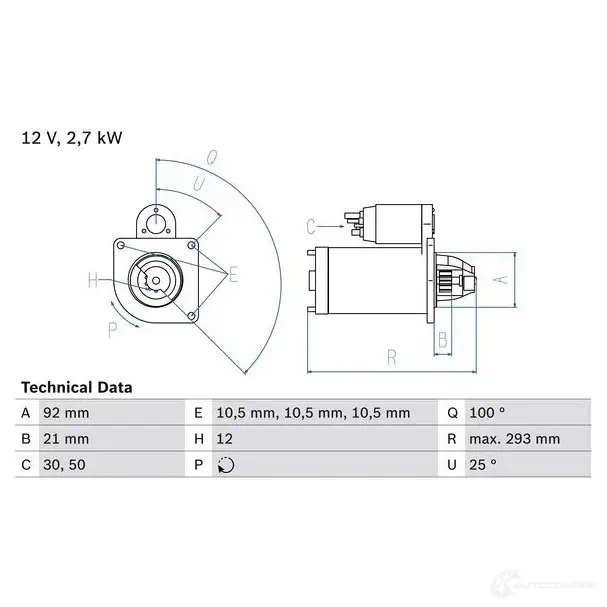 Стартер BOSCH 109 5 330905 73S778 0986010950