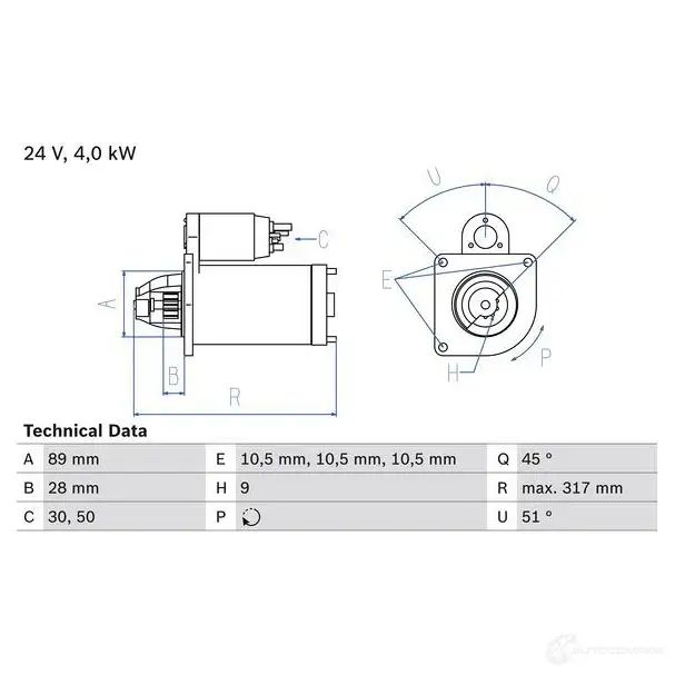 Стартер BOSCH PLCXJP 210 0 0986021000 331592 изображение 0