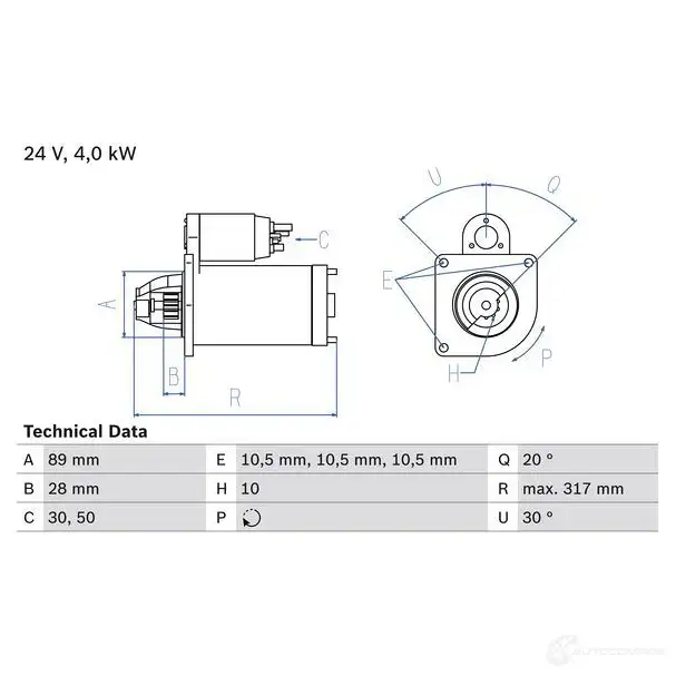 Стартер BOSCH 200 7 UZ1B3P 0986020070 331515